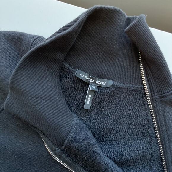 Marissa Webb So Uptight Funnel Neck Zip Sweatshirt Black XS Minimalist Neutral - Picture 13 of 14